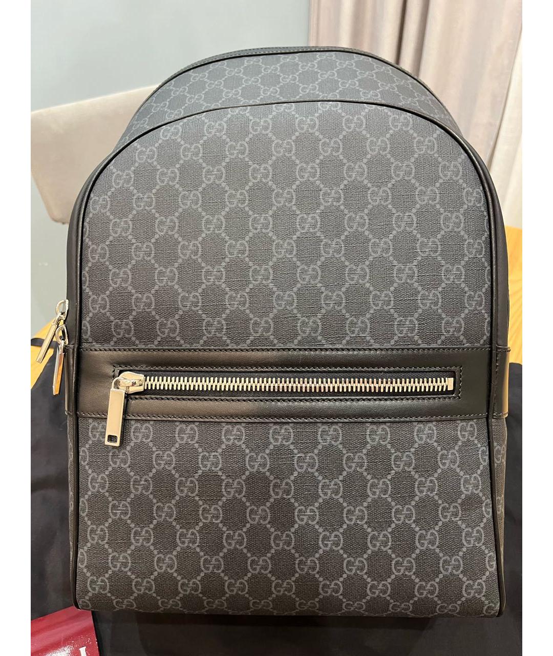 GUCCI Антрацитовый кожаный портфель, фото 5