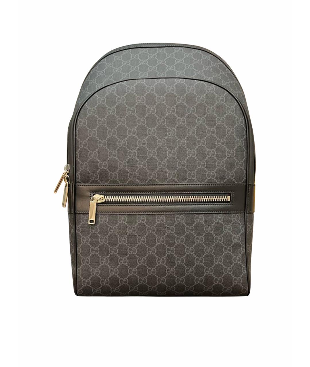 GUCCI Антрацитовый кожаный портфель, фото 1