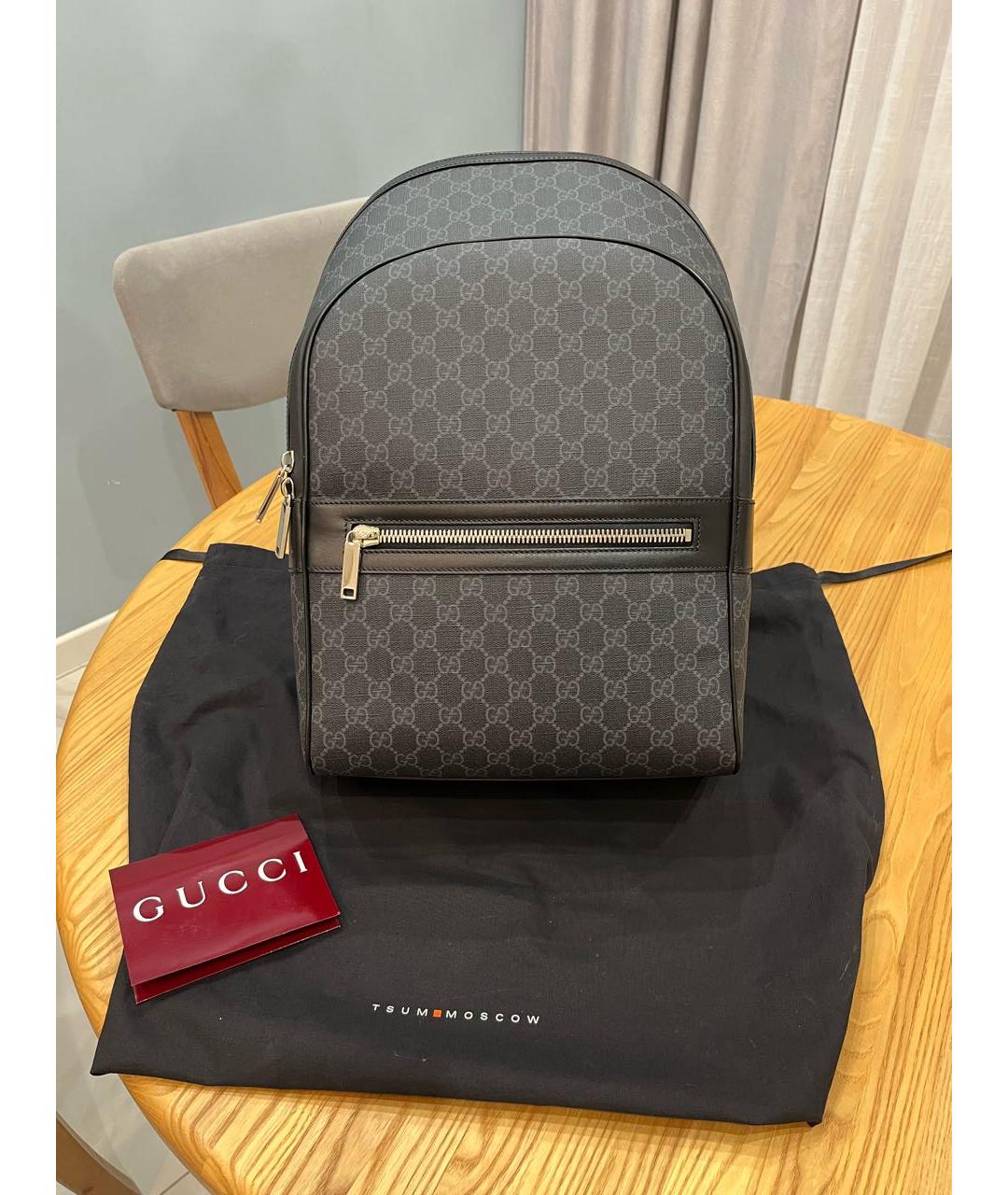 GUCCI Антрацитовый кожаный портфель, фото 9