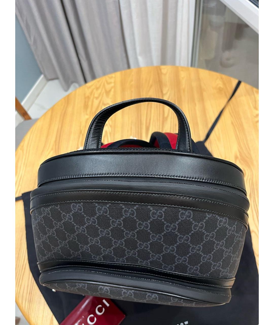 GUCCI Антрацитовый кожаный портфель, фото 6