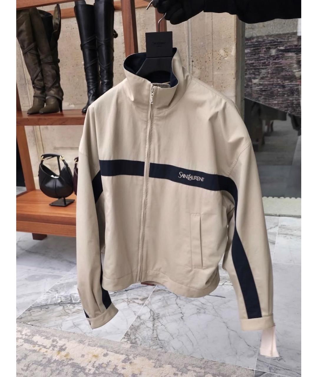 SAINT LAURENT Бежевая хлопковая куртка, фото 2