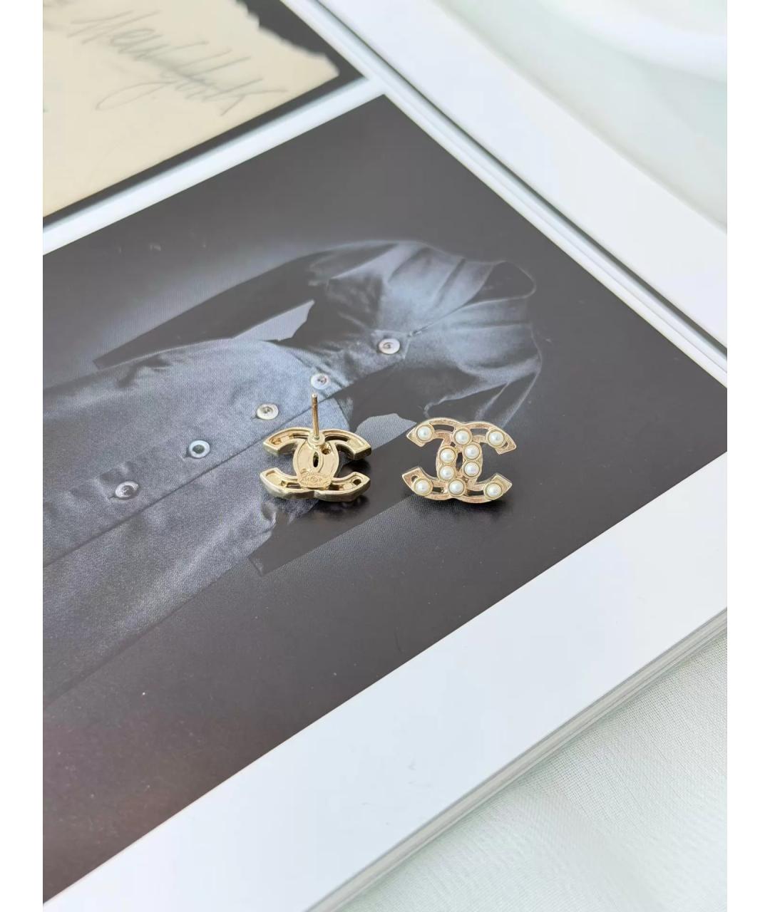 CHANEL Золотые жемчужные серьги, фото 2