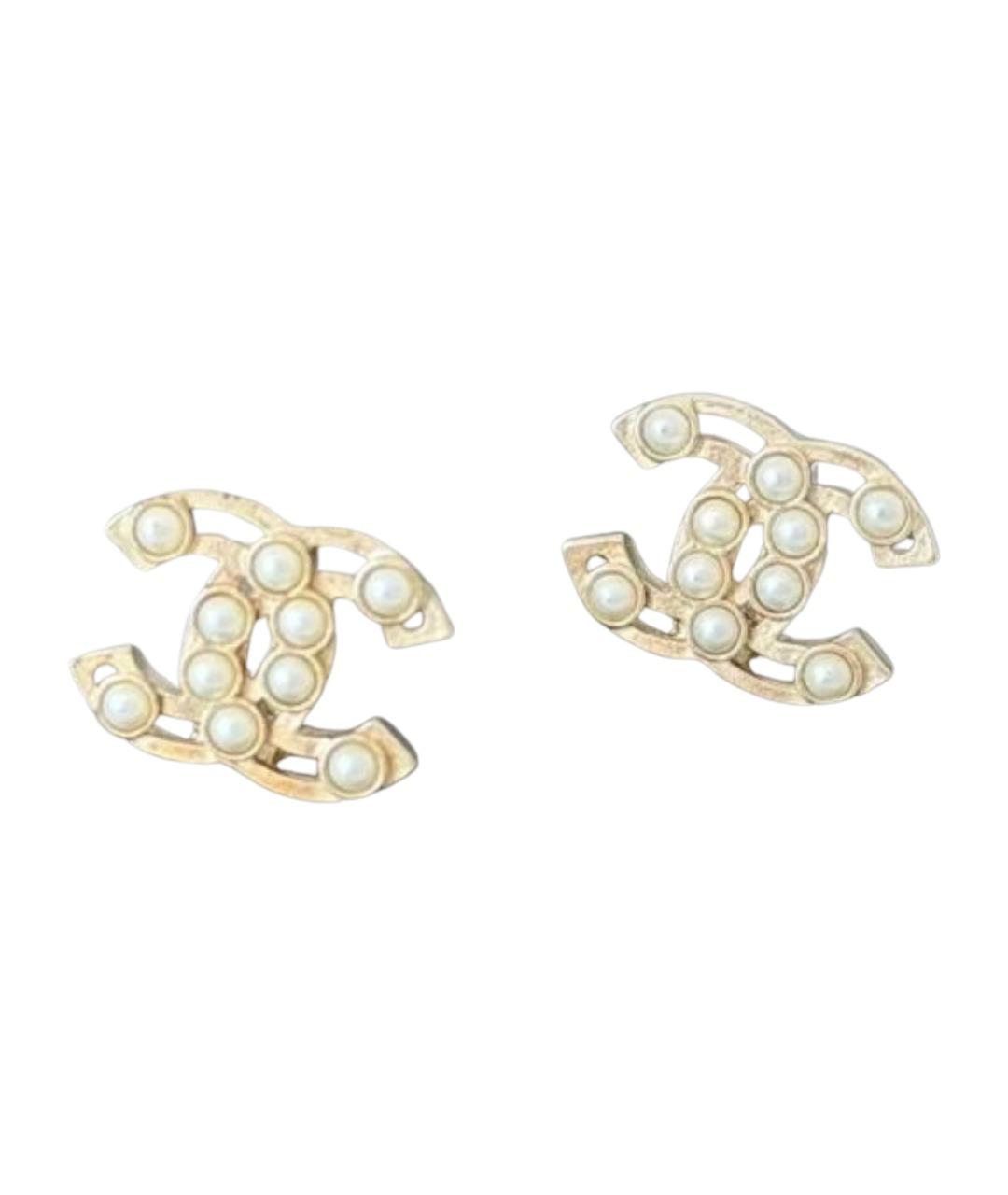 CHANEL Золотые жемчужные серьги, фото 1