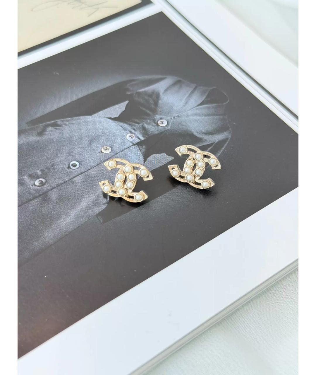 CHANEL Золотые жемчужные серьги, фото 7