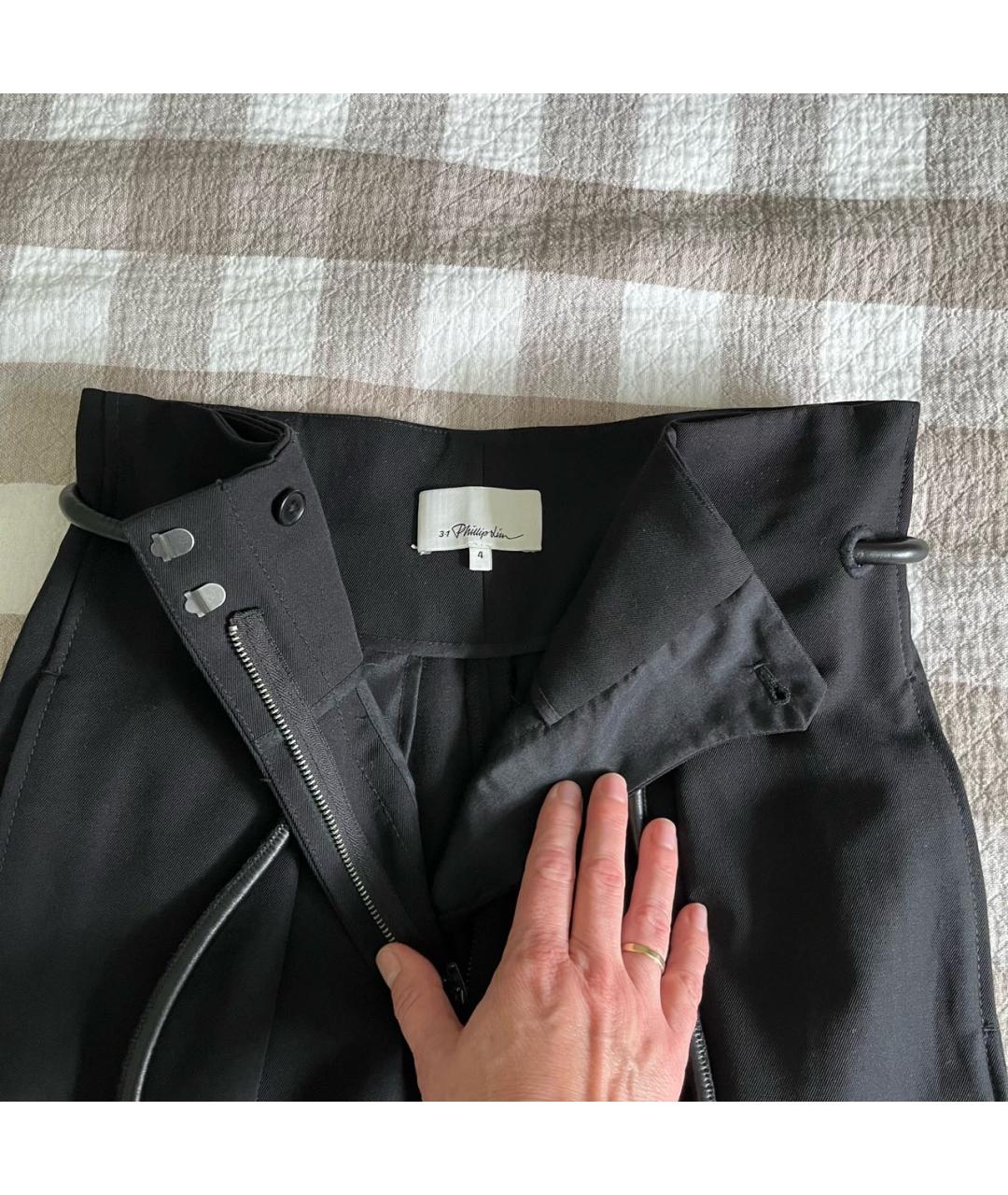 3.1 PHILLIP LIM Черные шерстяные брюки широкие, фото 4