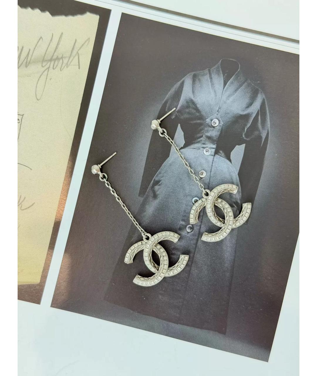 CHANEL Серебряные металлические серьги, фото 3