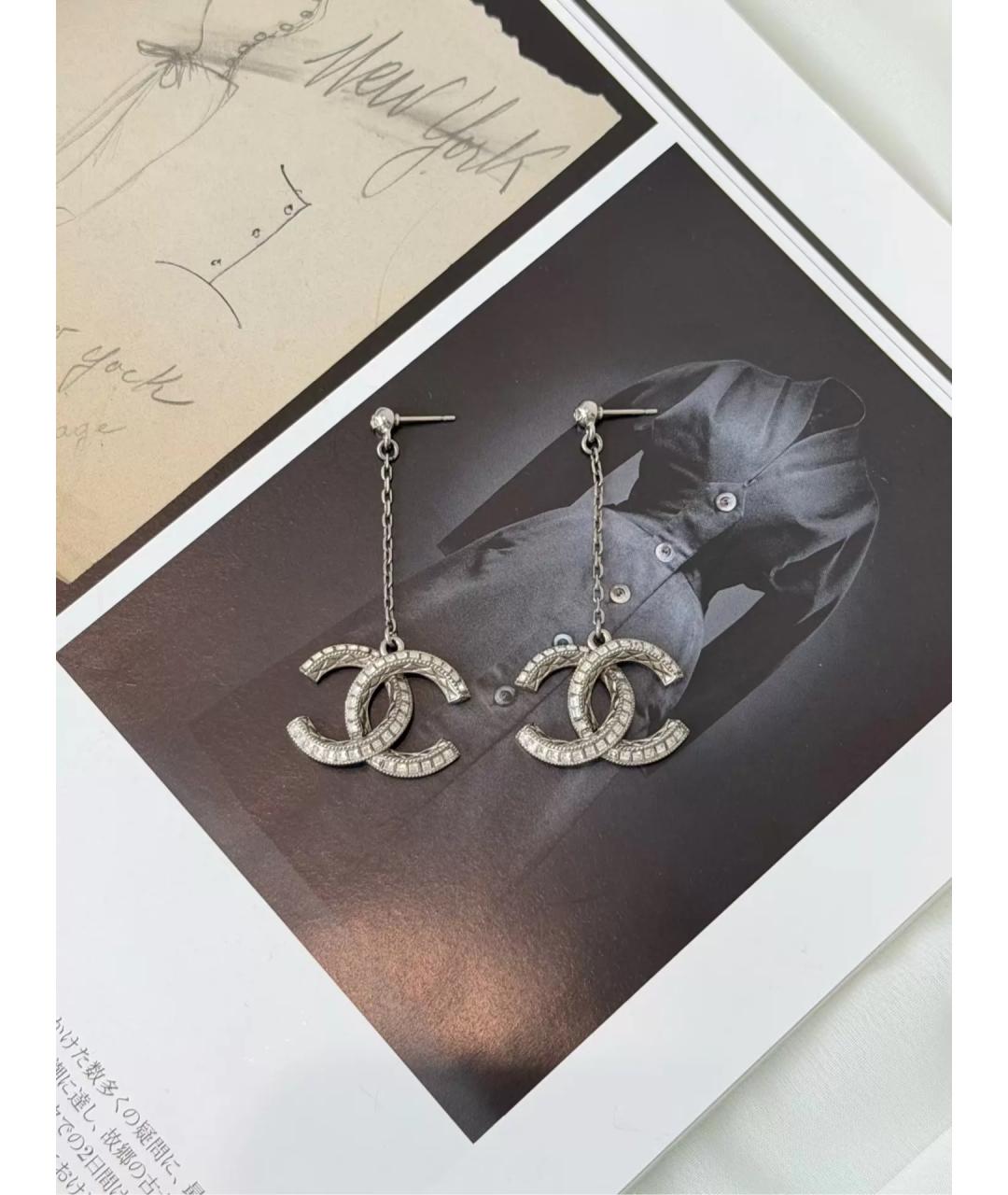 CHANEL Серебряные металлические серьги, фото 4