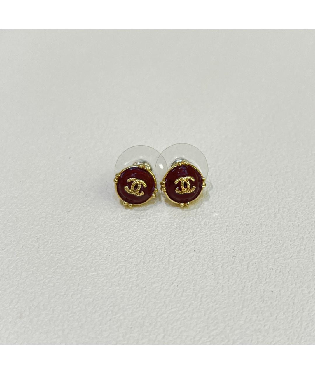 CHANEL Бордовые металлические серьги, фото 5