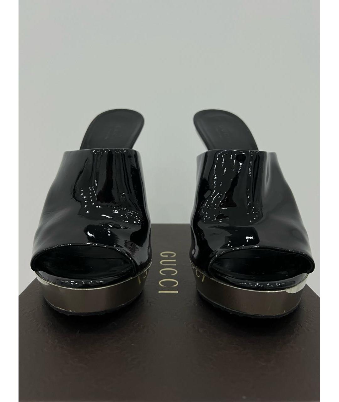 GUCCI Черные босоножки из лакированной кожи, фото 3