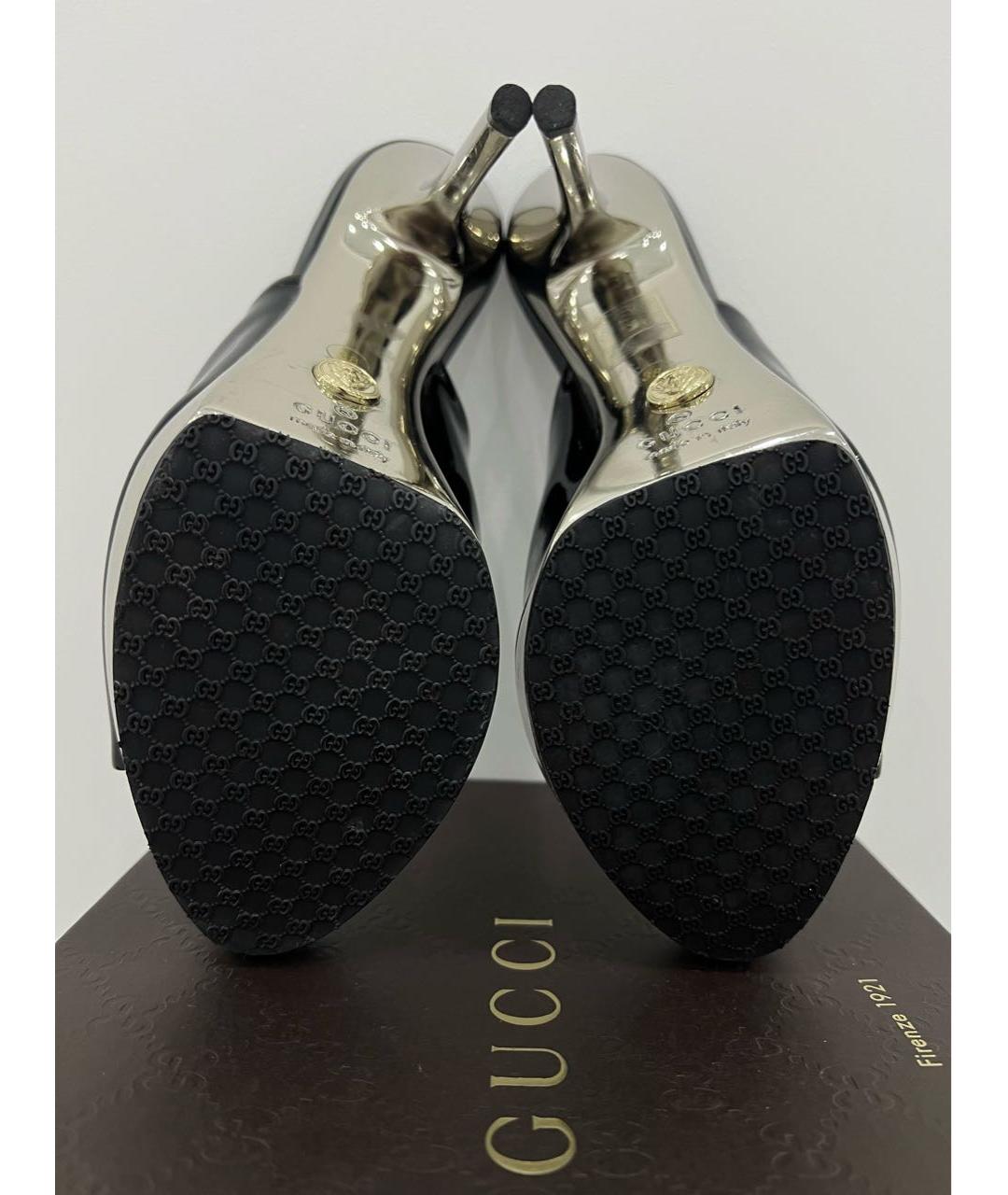 GUCCI Черные босоножки из лакированной кожи, фото 5