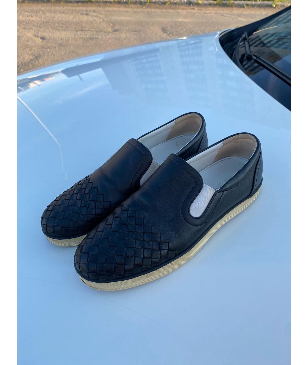 BOTTEGA VENETA Черные кожаные слипоны, фото 2