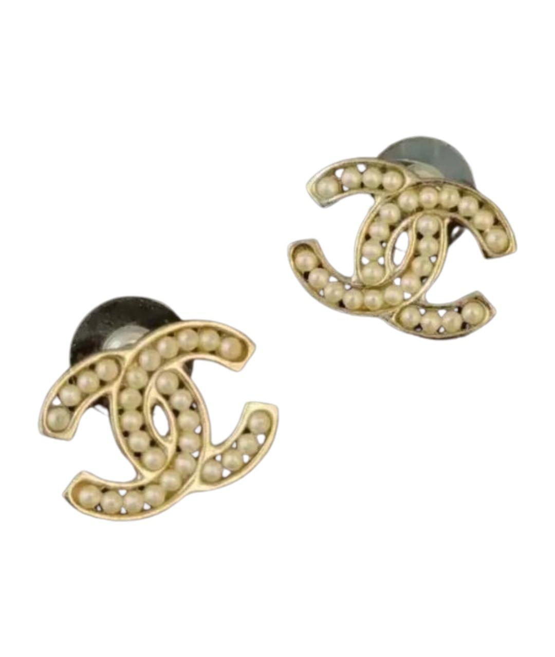 CHANEL Золотые жемчужные серьги, фото 1