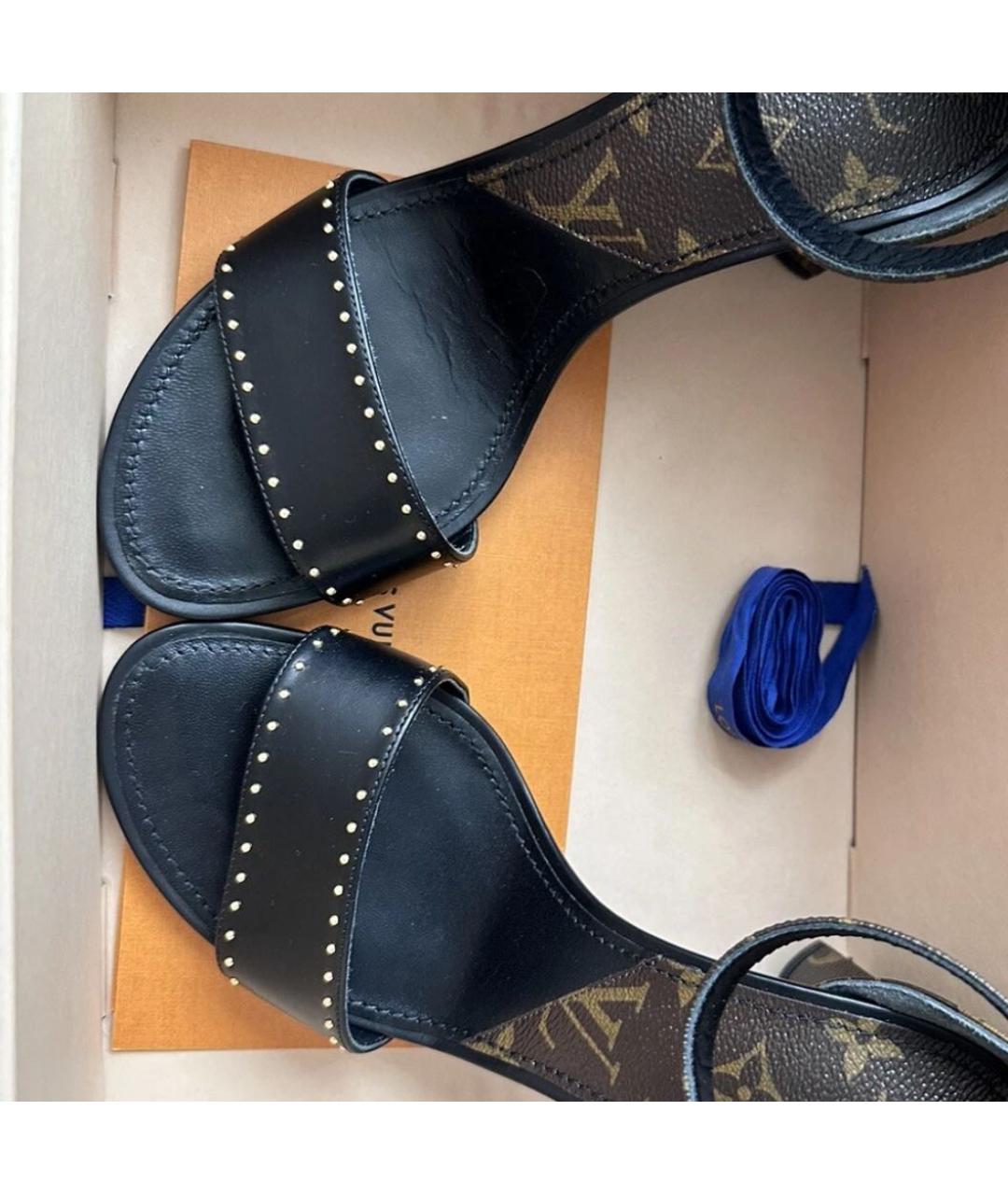 LOUIS VUITTON Коричневые кожаные босоножки, фото 4