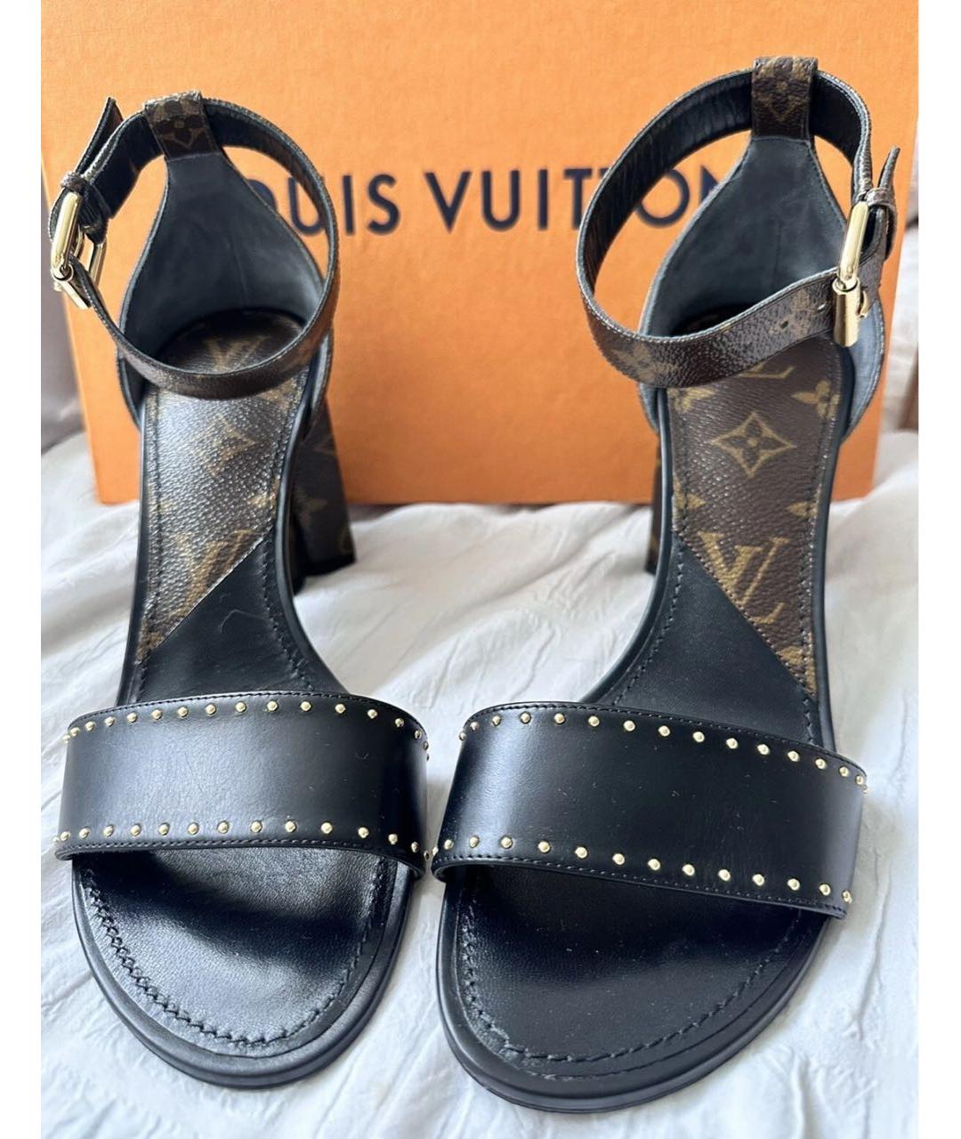 LOUIS VUITTON Коричневые кожаные босоножки, фото 3
