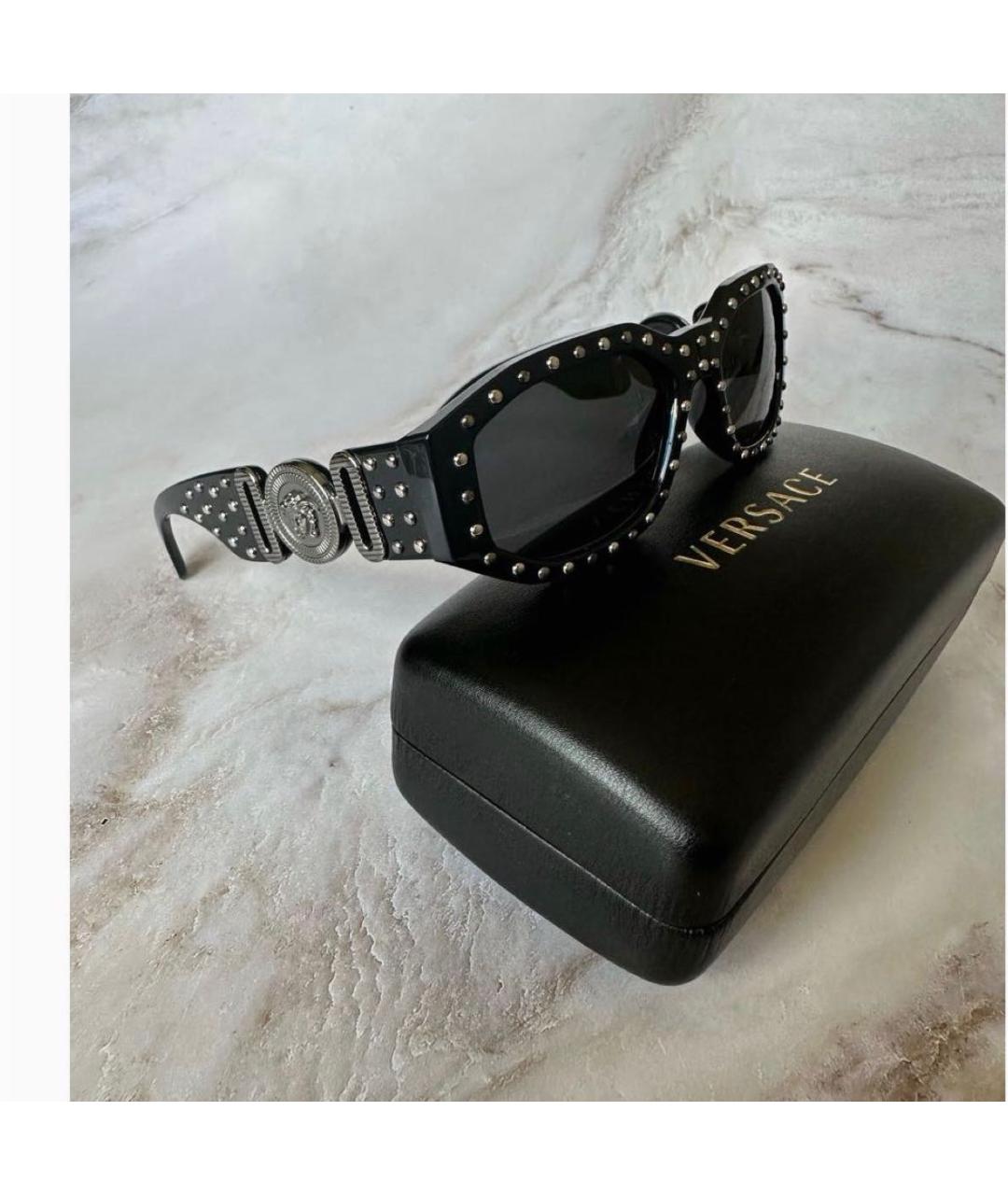 VERSACE Черные пластиковые солнцезащитные очки, фото 5
