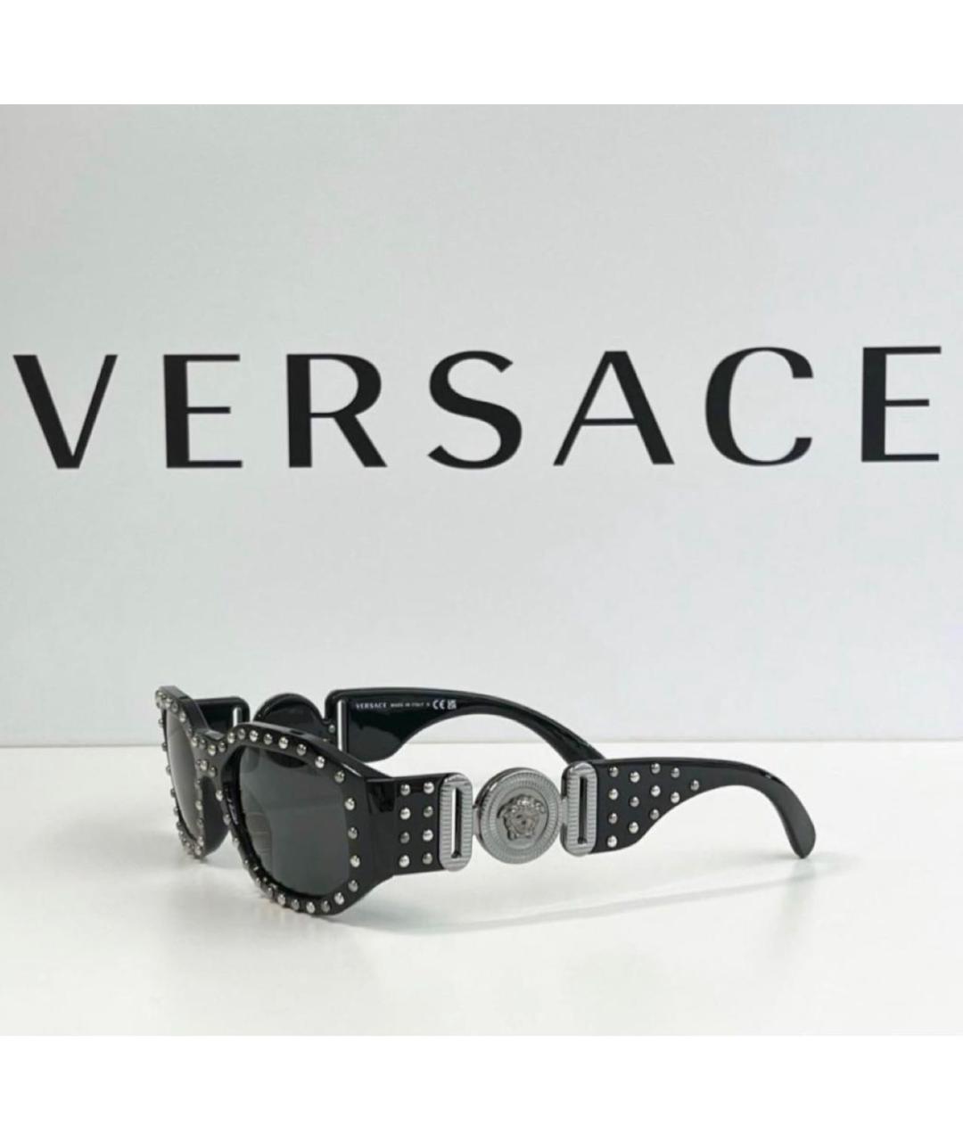 VERSACE Черные пластиковые солнцезащитные очки, фото 8