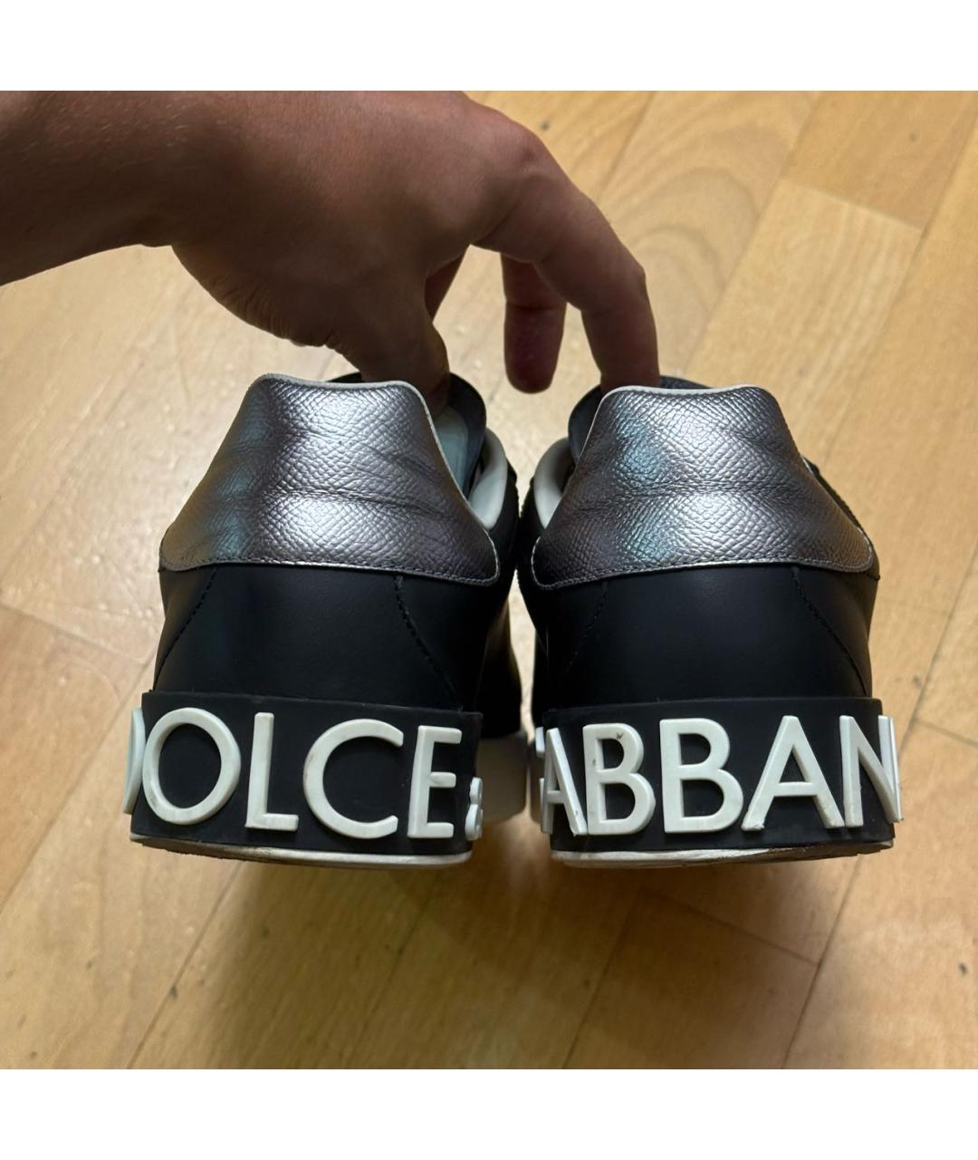 DOLCE&GABBANA Черные кожаные низкие кроссовки / кеды, фото 4