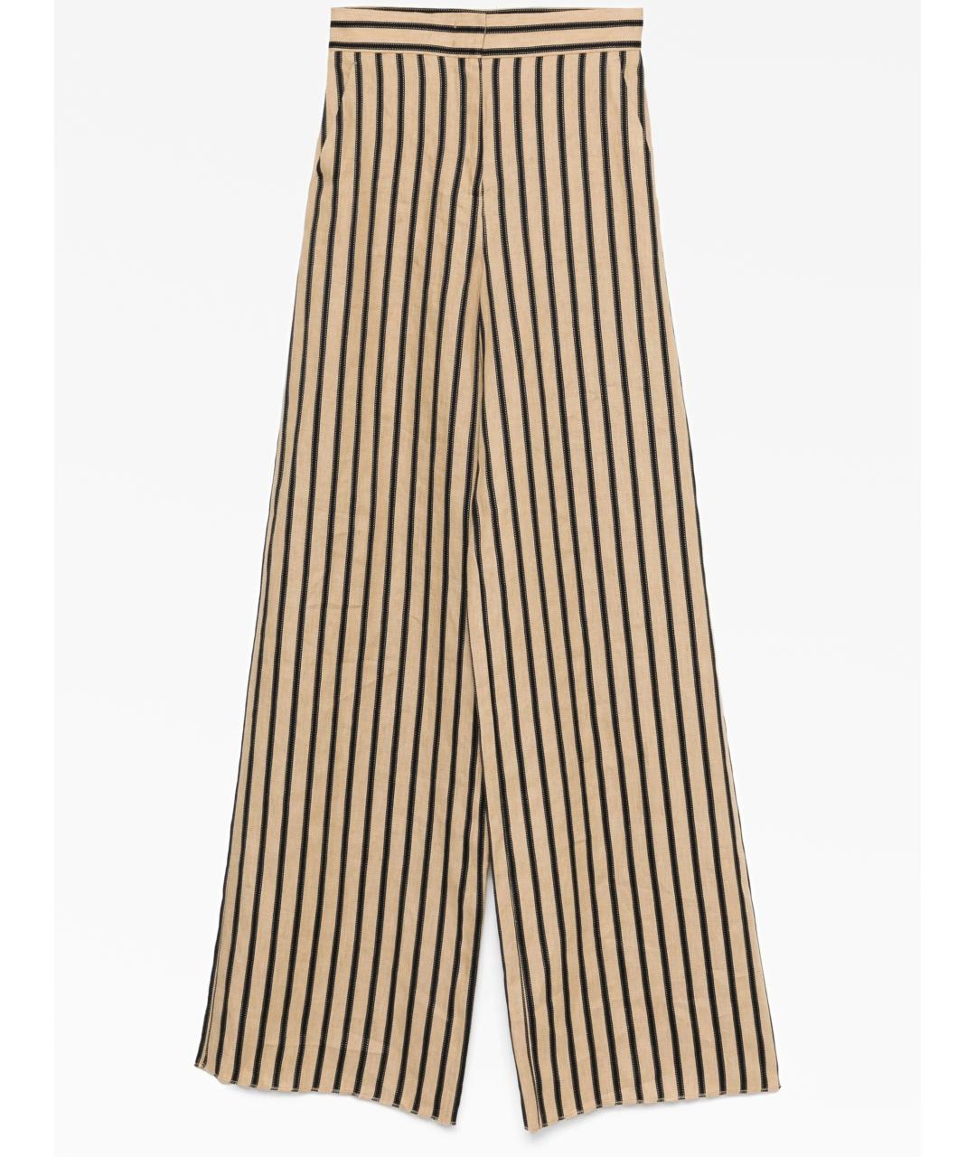 MAX MARA Бежевые льняные брюки широкие, фото 8