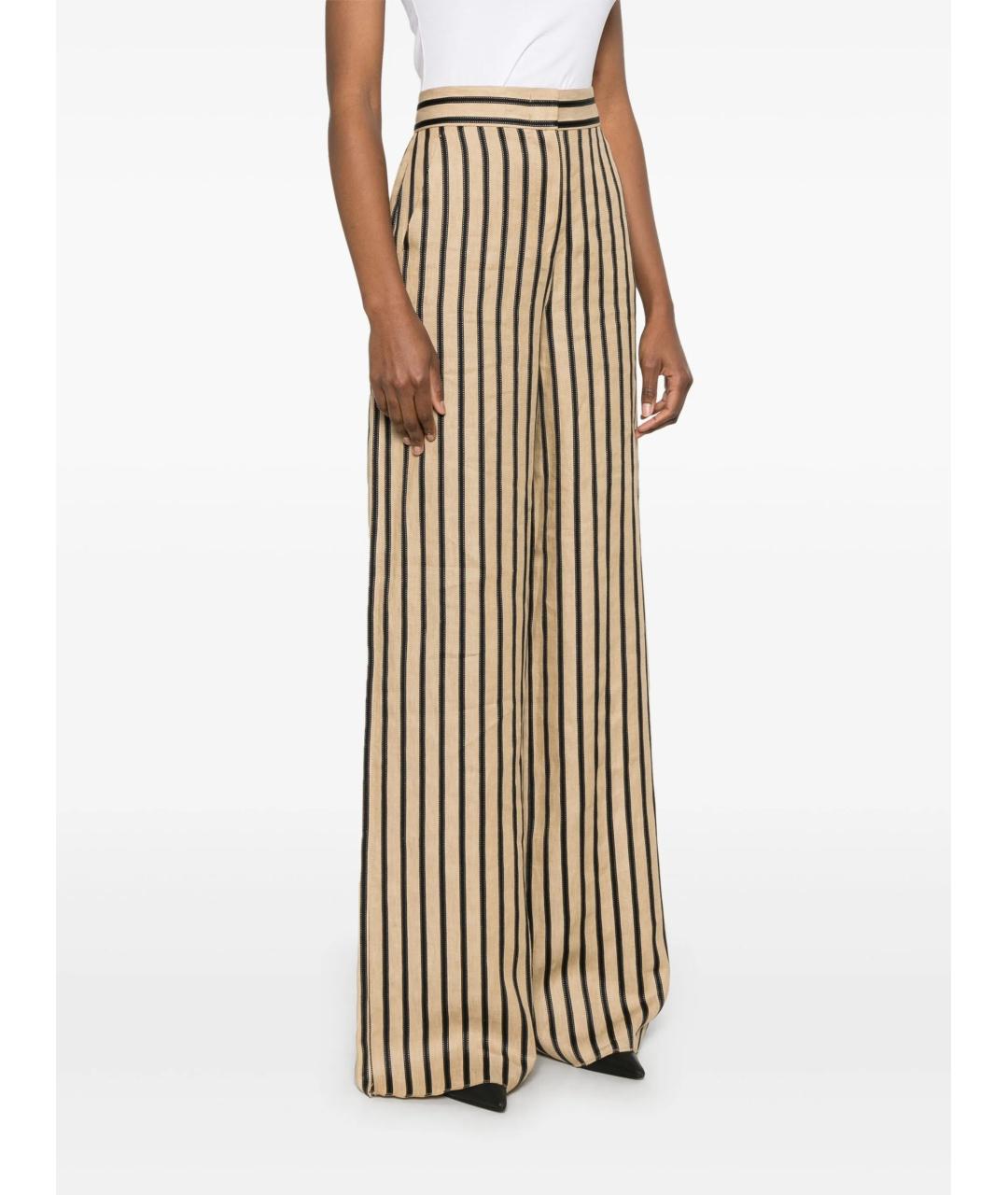 MAX MARA Бежевые льняные брюки широкие, фото 7