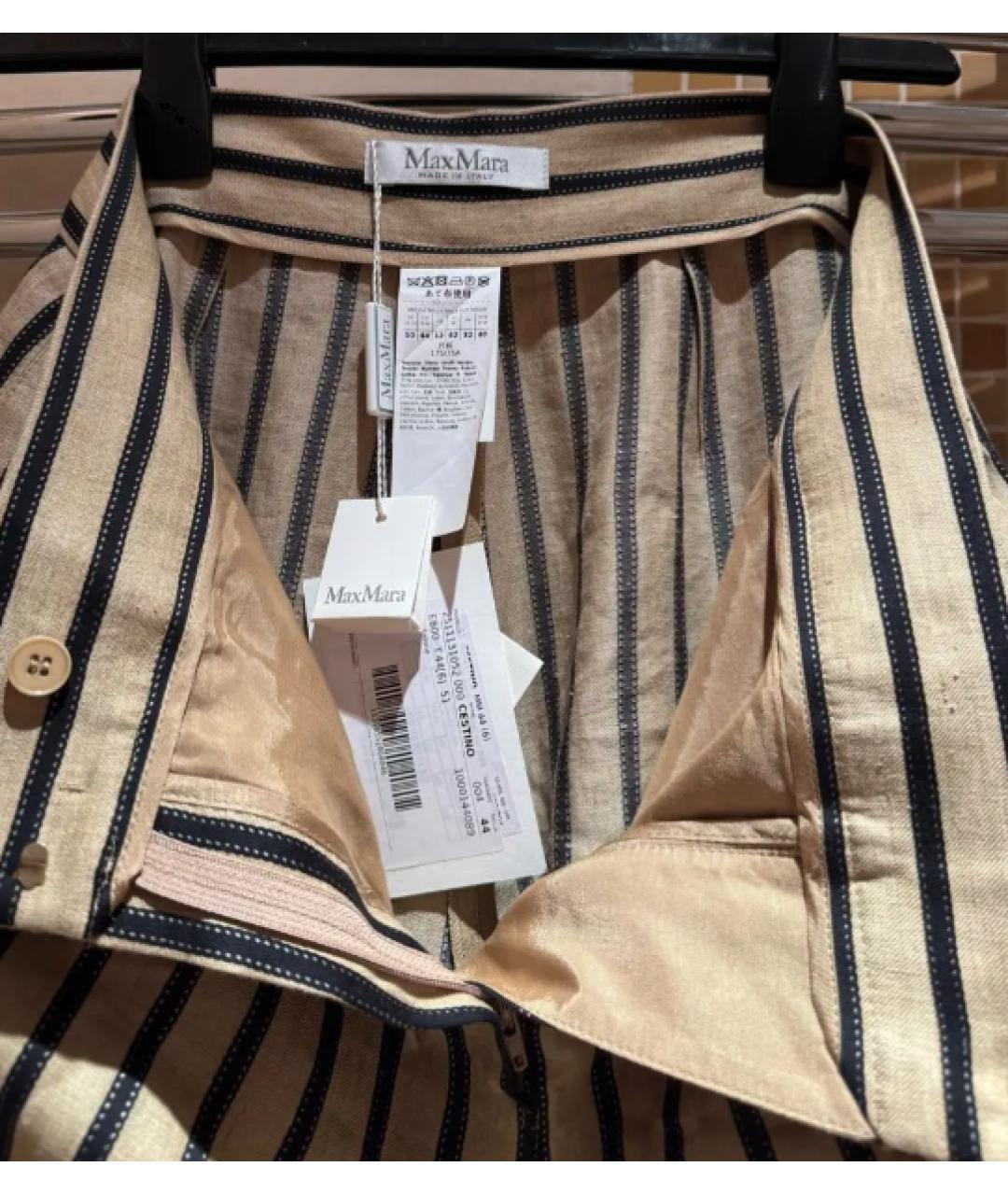 MAX MARA Бежевые льняные брюки широкие, фото 2
