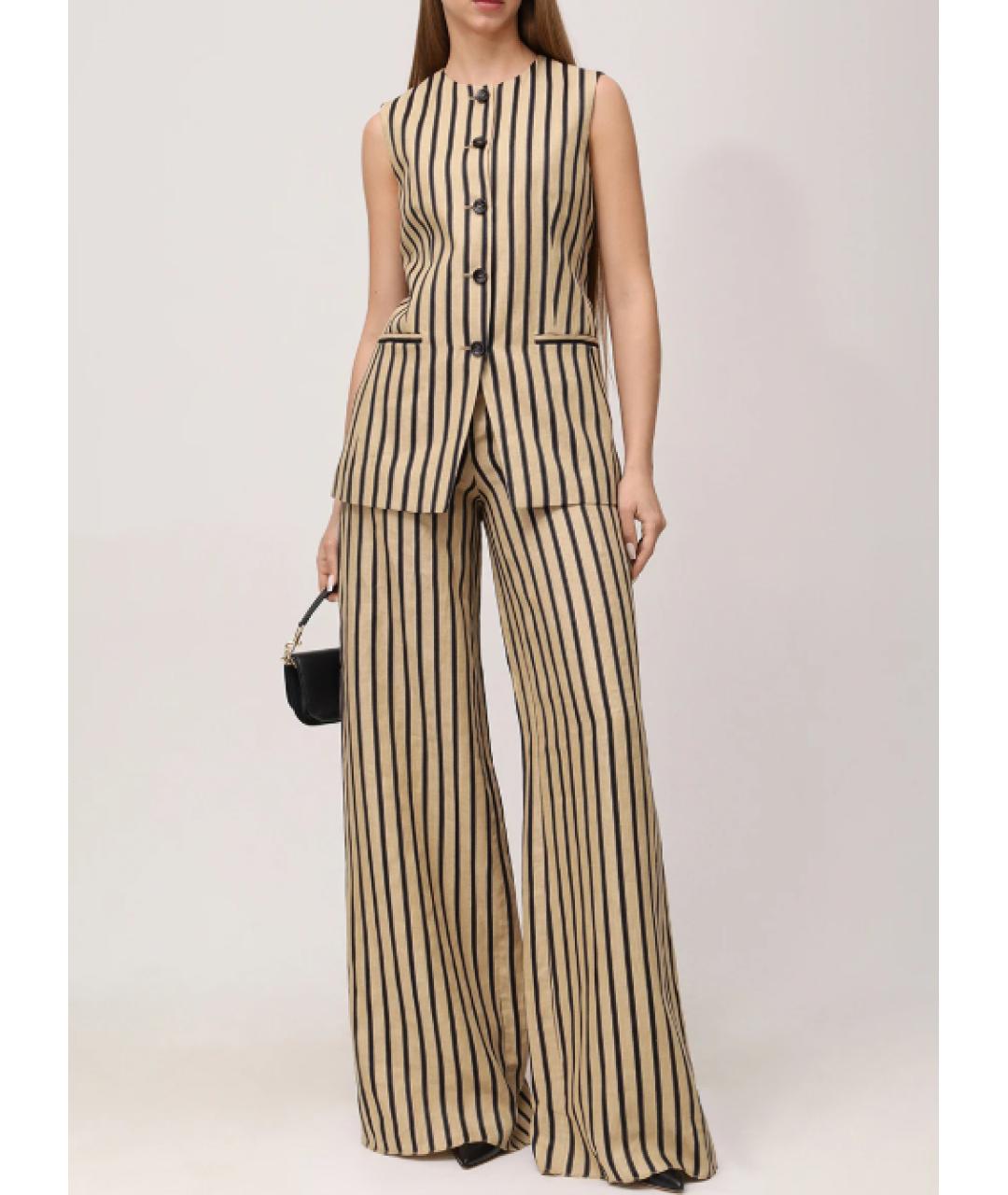 MAX MARA Бежевые льняные брюки широкие, фото 4