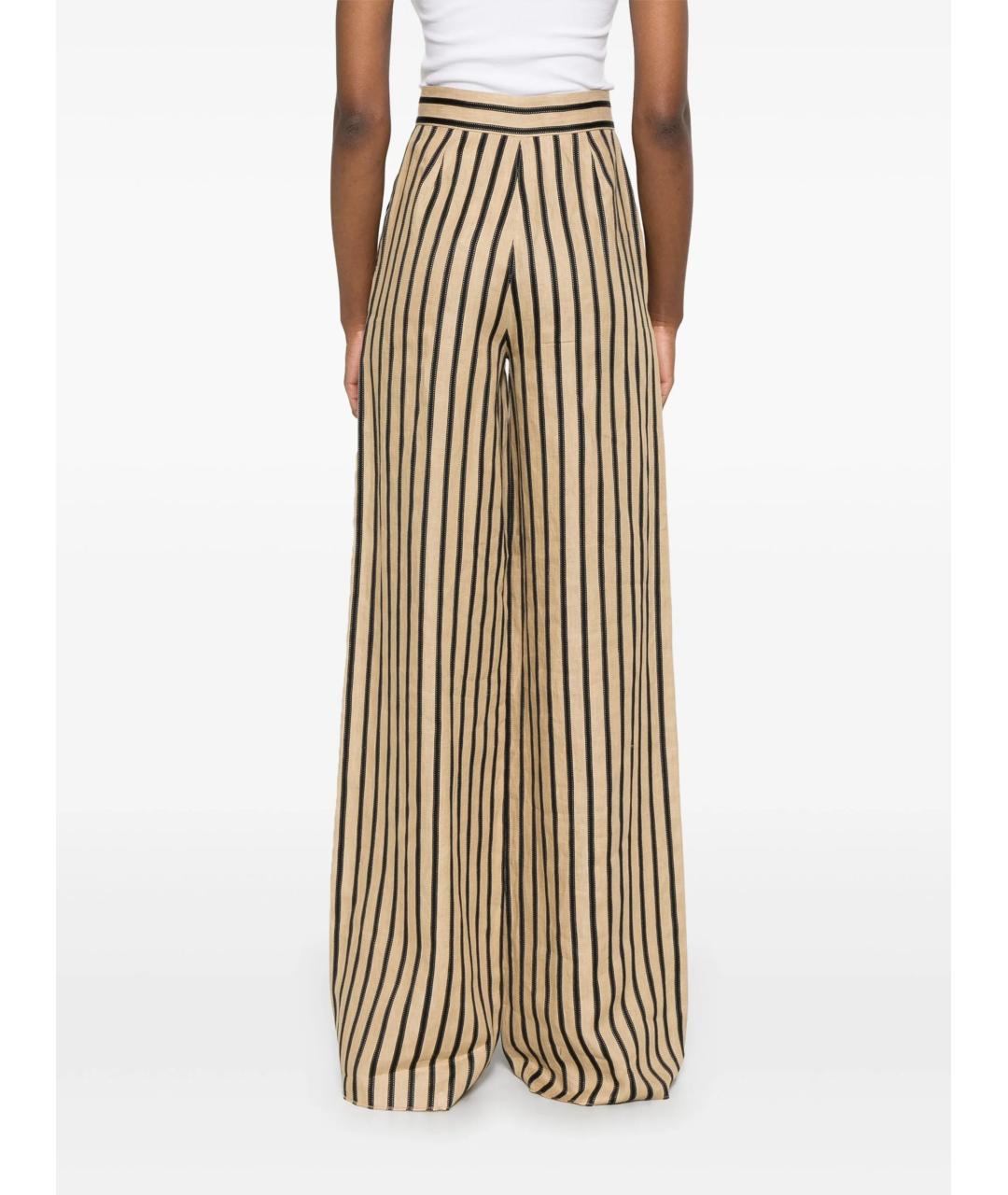 MAX MARA Бежевые льняные брюки широкие, фото 6