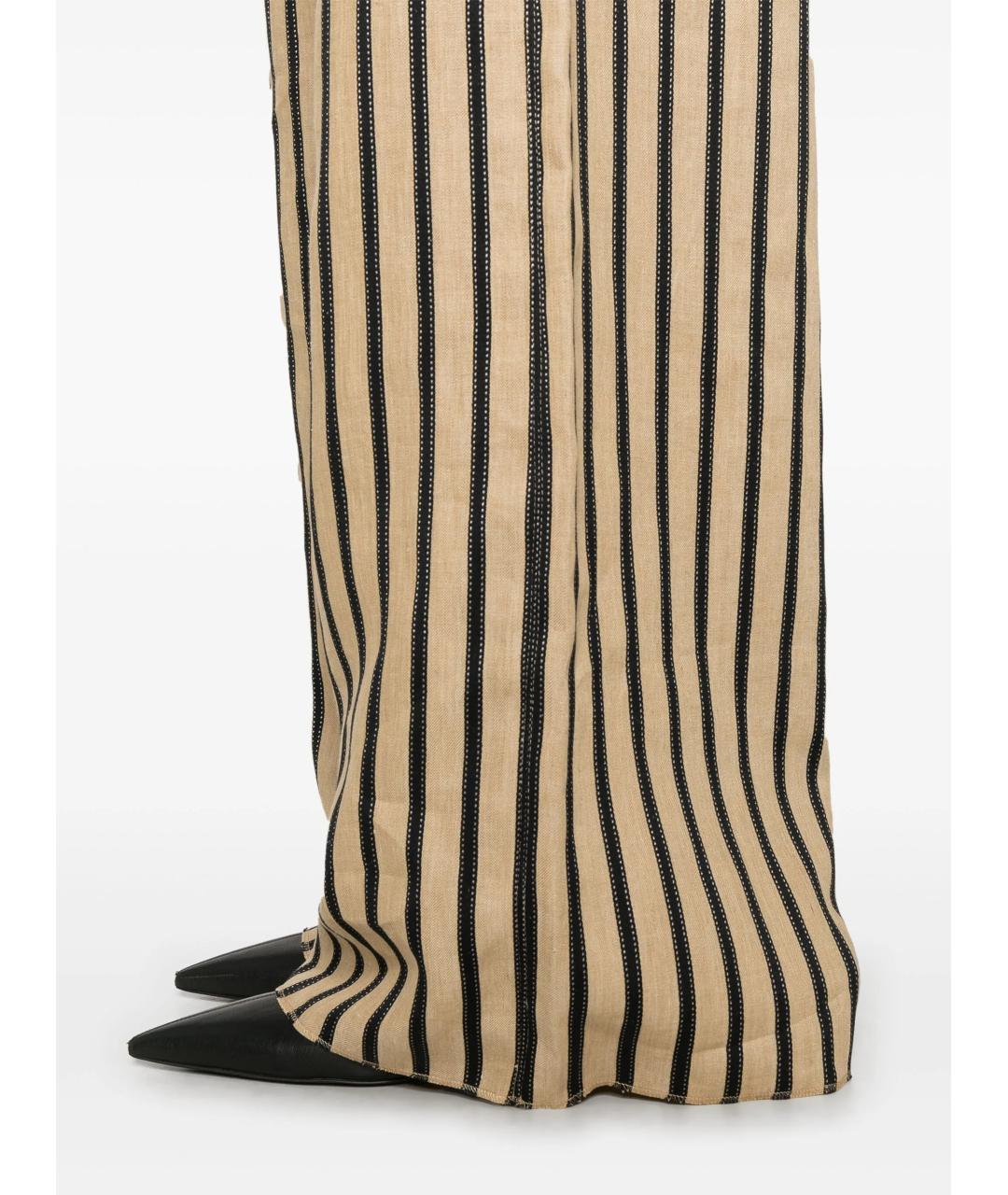 MAX MARA Бежевые льняные брюки широкие, фото 5