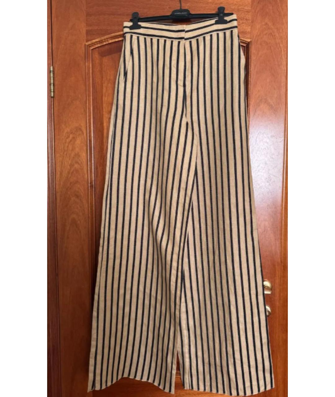 MAX MARA Бежевые льняные брюки широкие, фото 3