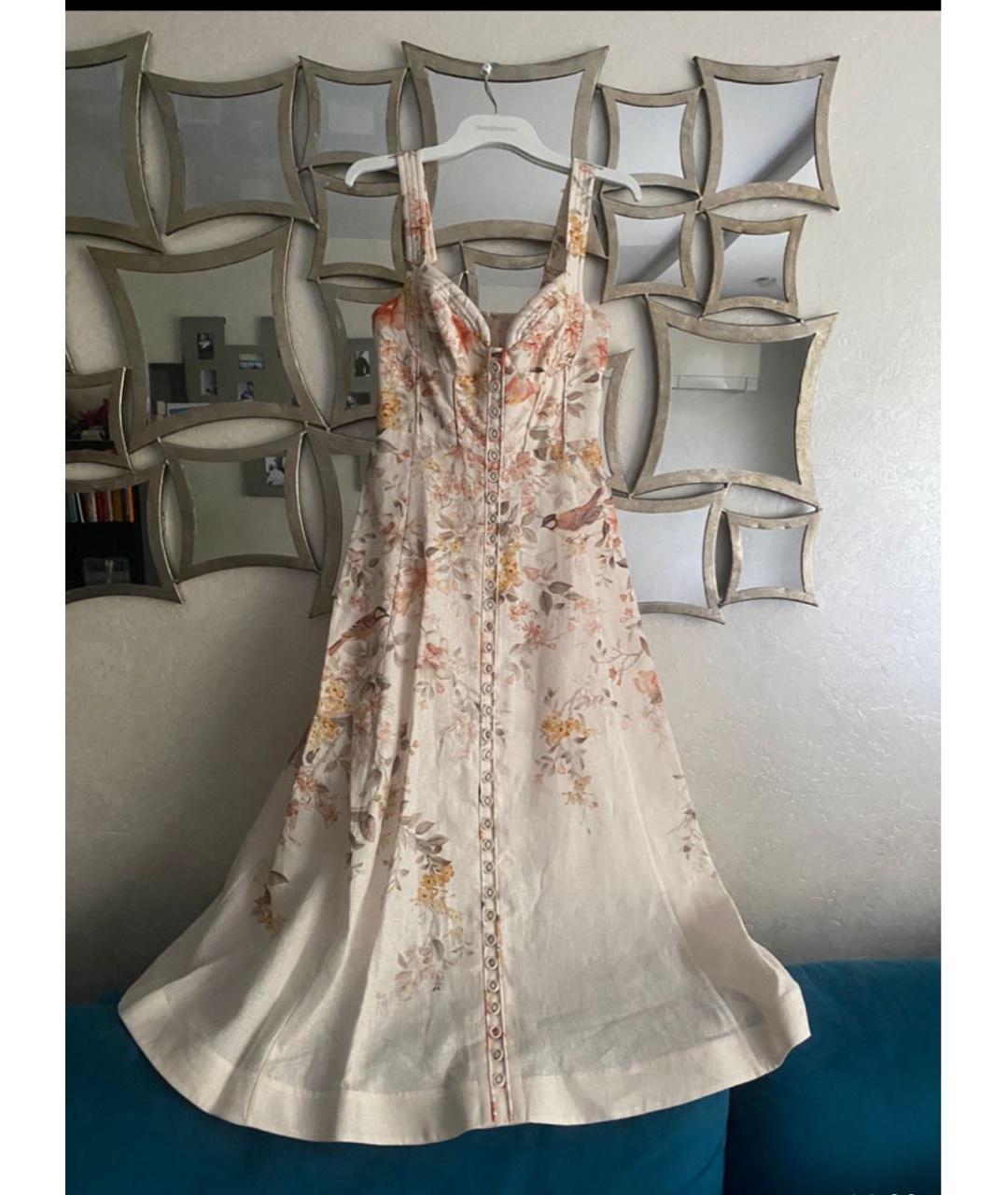 ZIMMERMANN Белое льняное коктейльное платье, фото 8