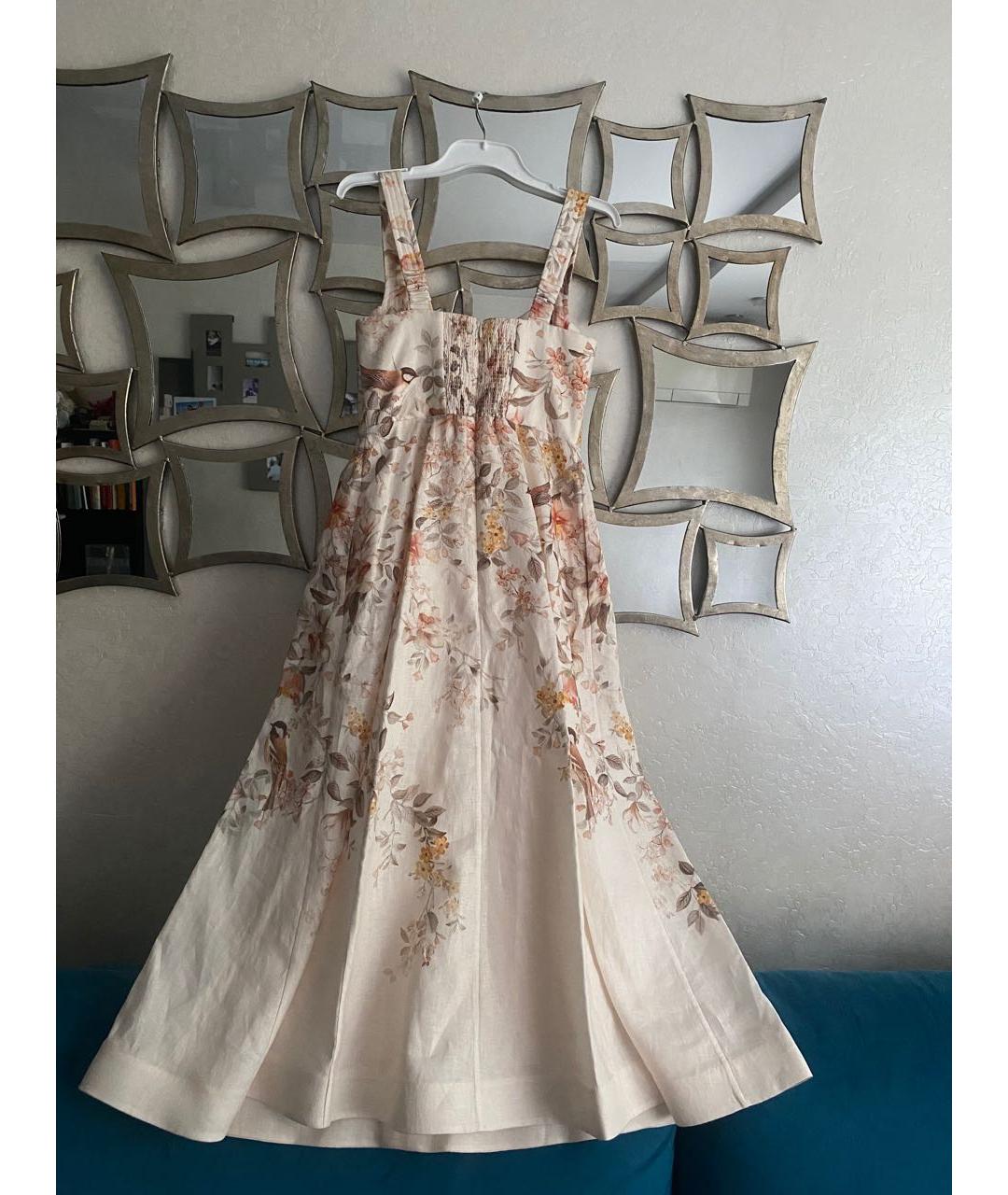 ZIMMERMANN Белое льняное коктейльное платье, фото 2