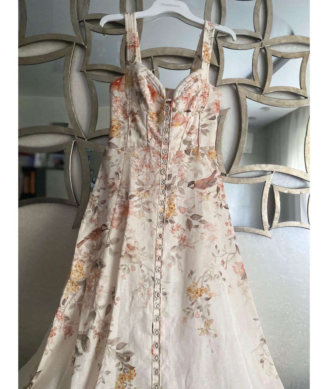 ZIMMERMANN Белое льняное коктейльное платье, фото 4