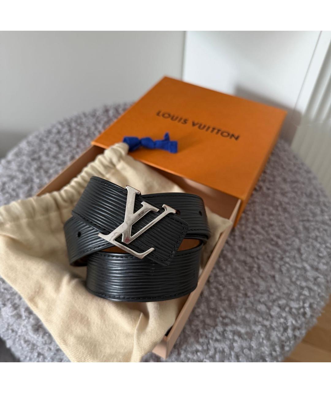 LOUIS VUITTON Черный кожаный ремень, фото 4