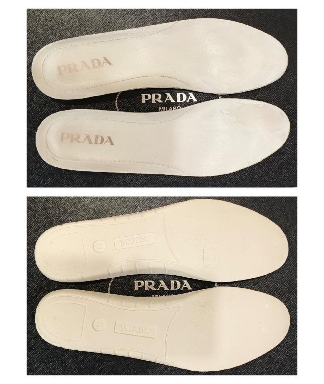 PRADA Белые текстильные низкие кроссовки / кеды, фото 5