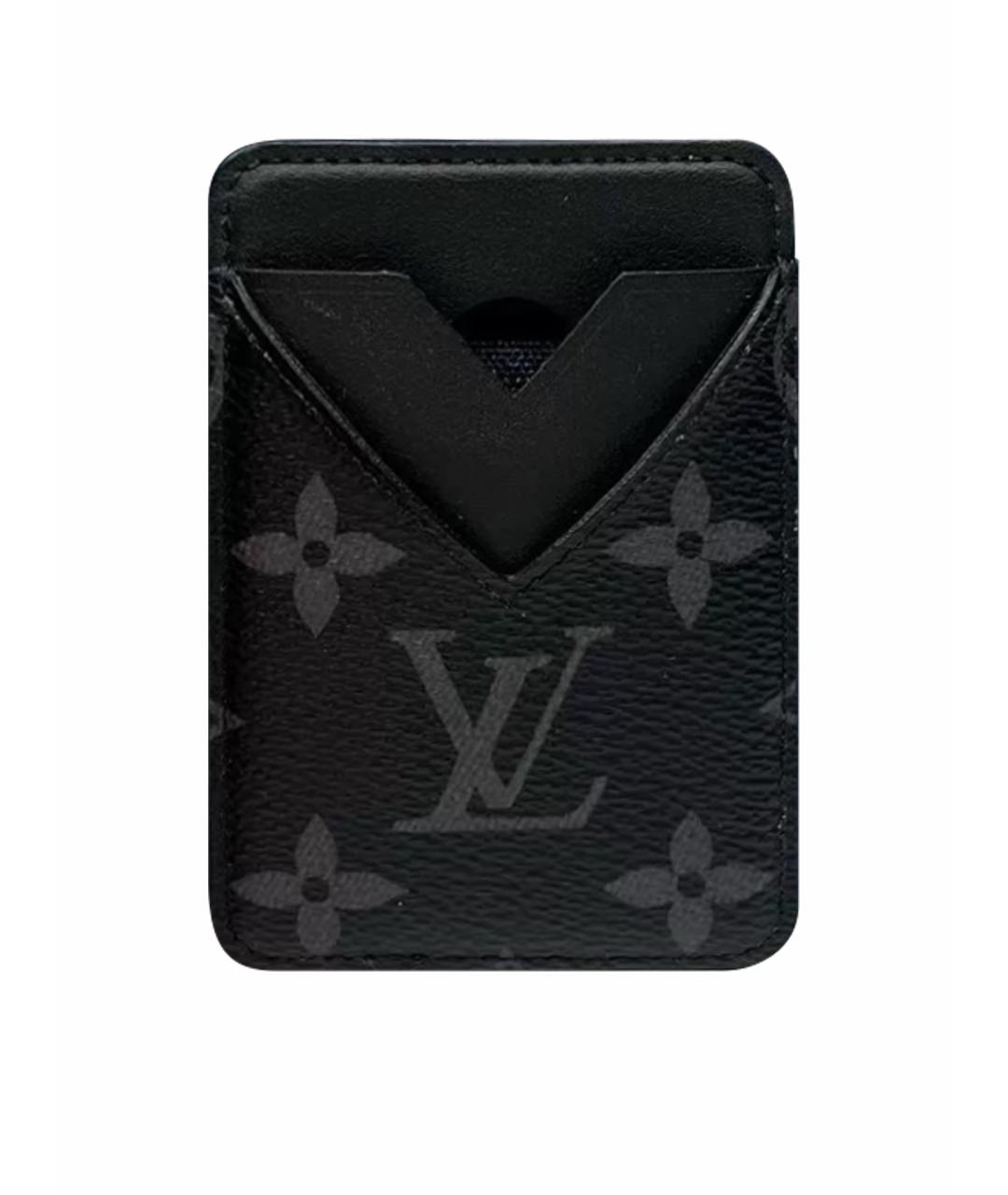 LOUIS VUITTON Черный кожаный кардхолдер, фото 1
