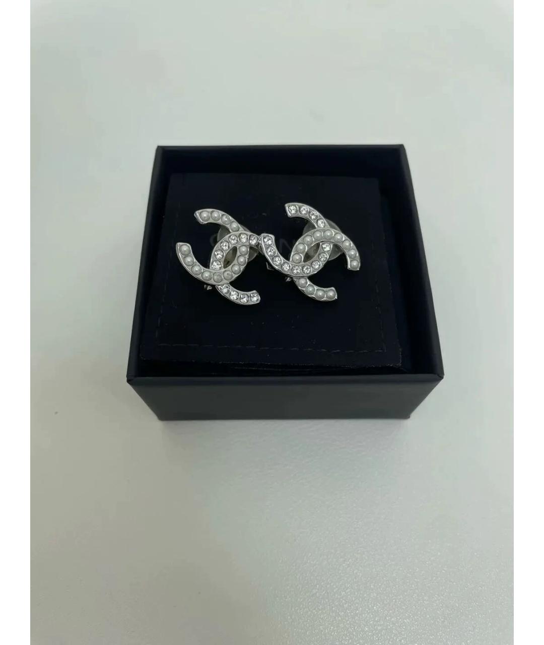 CHANEL Серебряные металлические серьги, фото 2