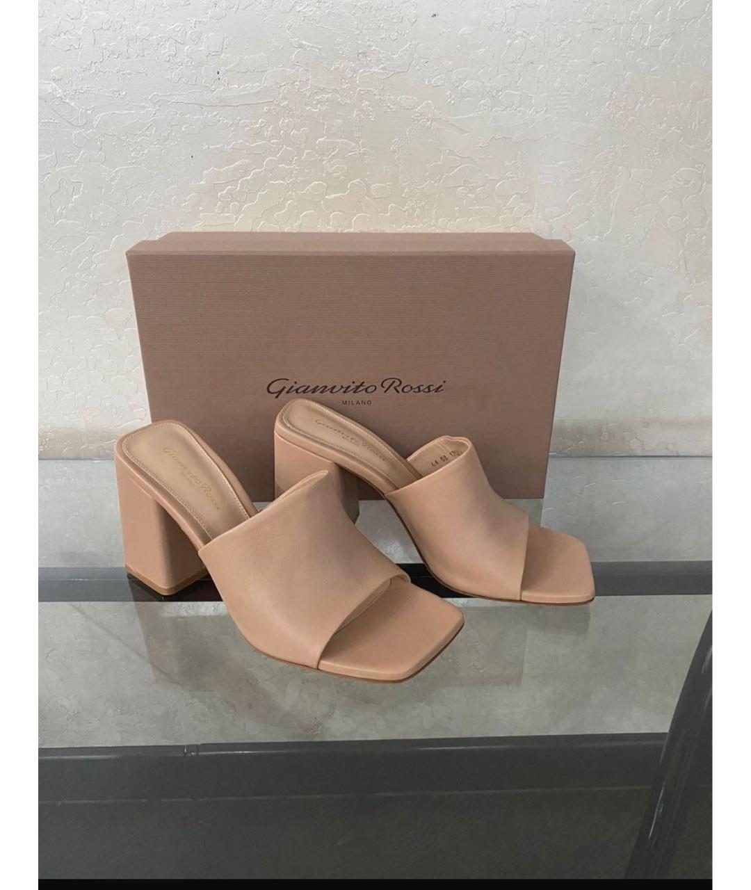 GIANVITO ROSSI Бежевые кожаные мюли, фото 8