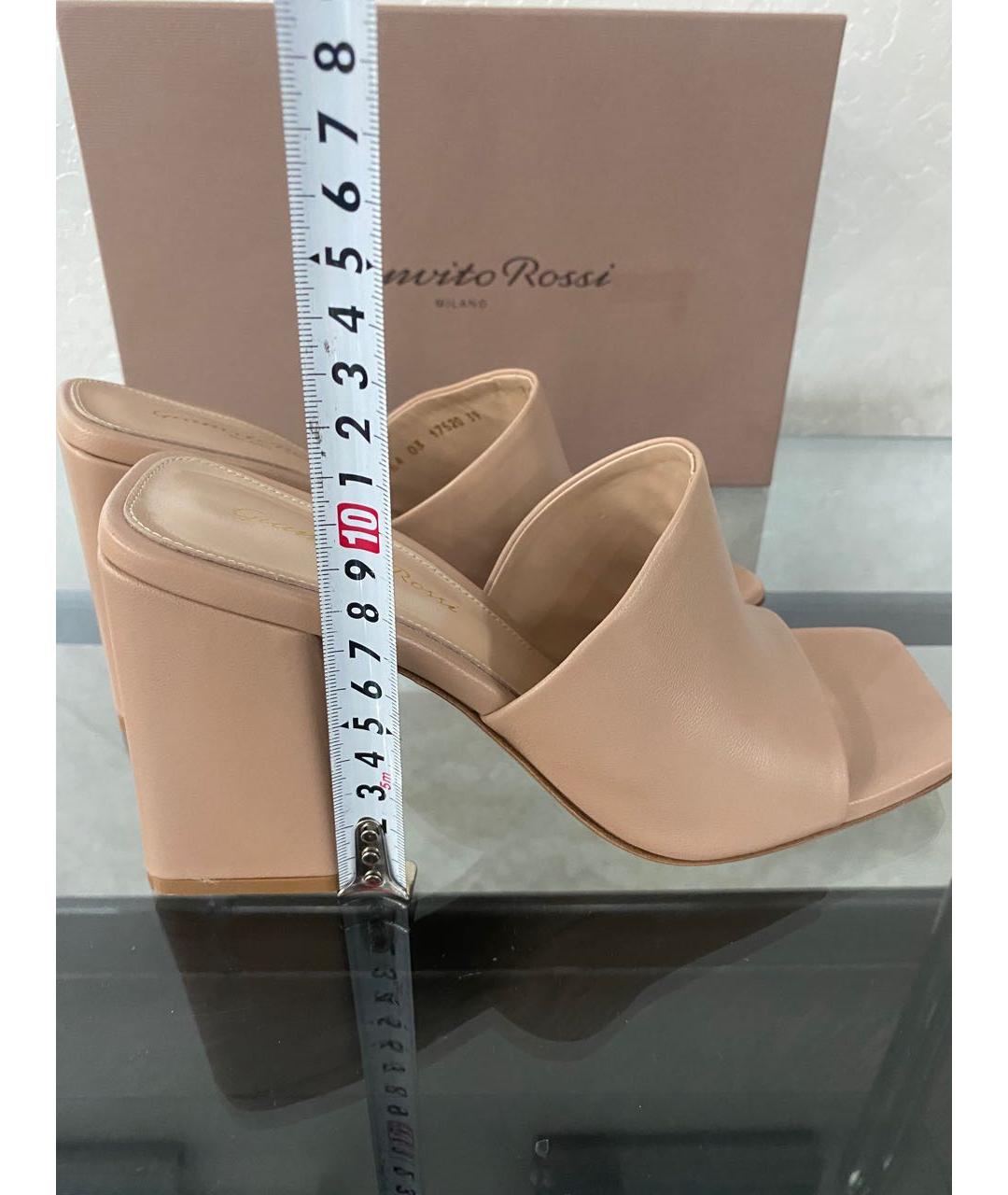 GIANVITO ROSSI Бежевые кожаные мюли, фото 4