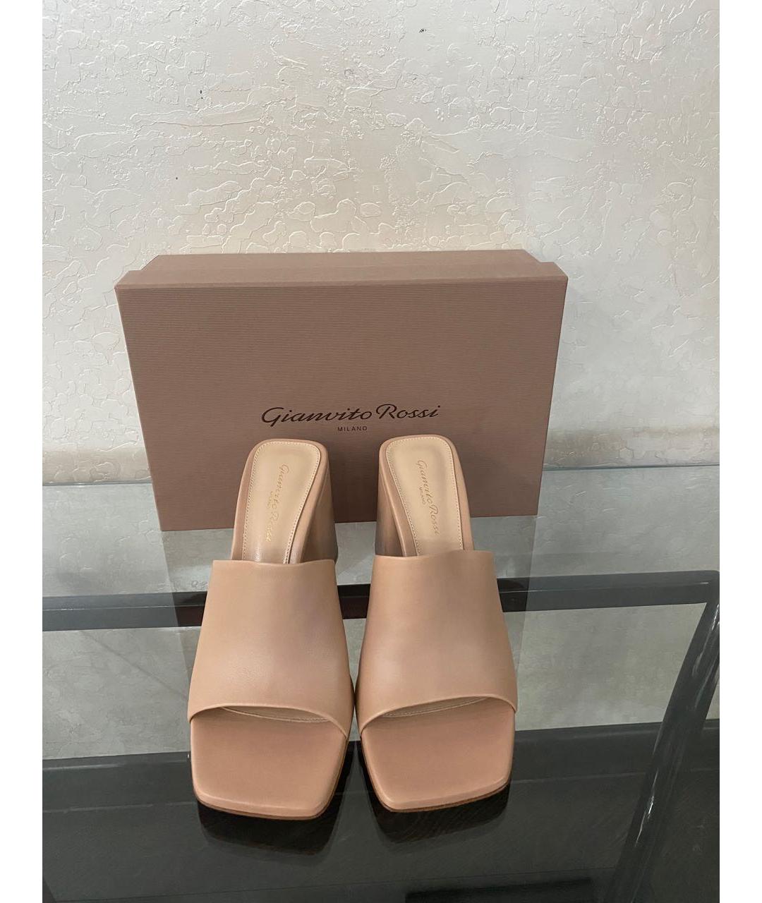 GIANVITO ROSSI Бежевые кожаные мюли, фото 2