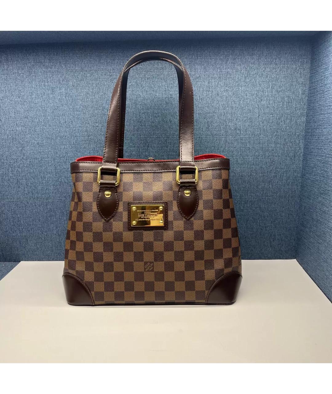 LOUIS VUITTON Коричневая кожаная сумка тоут, фото 8