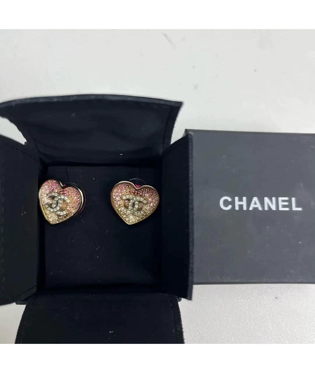 CHANEL Розовые металлические серьги, фото 10