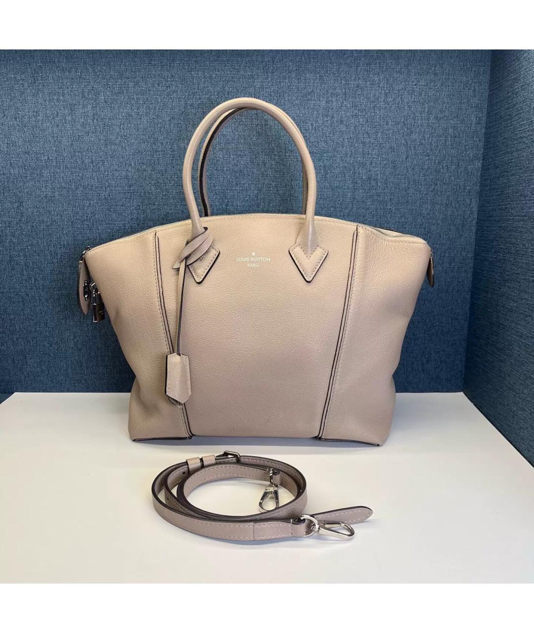LOUIS VUITTON Бежевая кожаная сумка с короткими ручками, фото 8