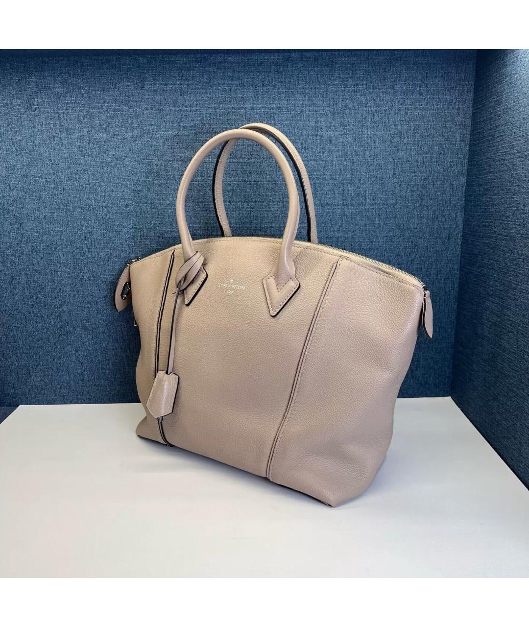 LOUIS VUITTON Бежевая кожаная сумка с короткими ручками, фото 4