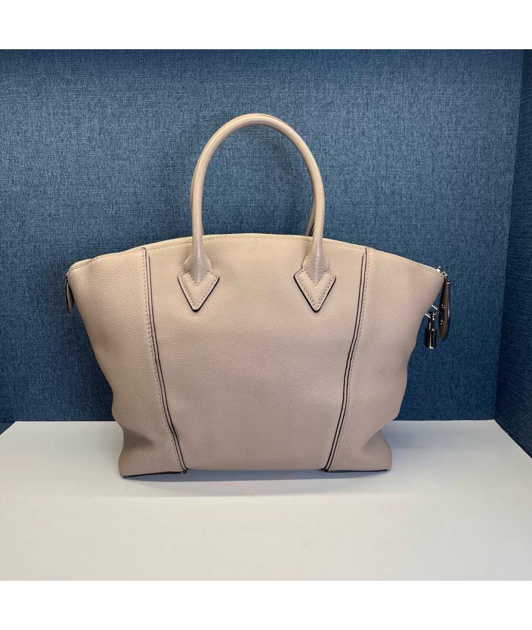 LOUIS VUITTON Бежевая кожаная сумка с короткими ручками, фото 2