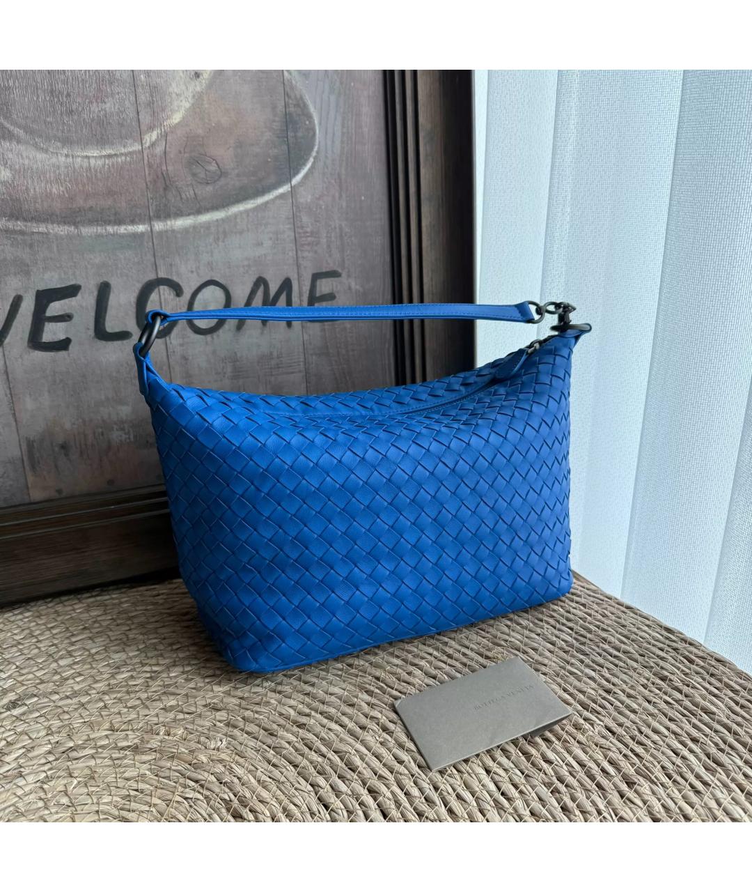 BOTTEGA VENETA Синяя кожаная сумка тоут, фото 10