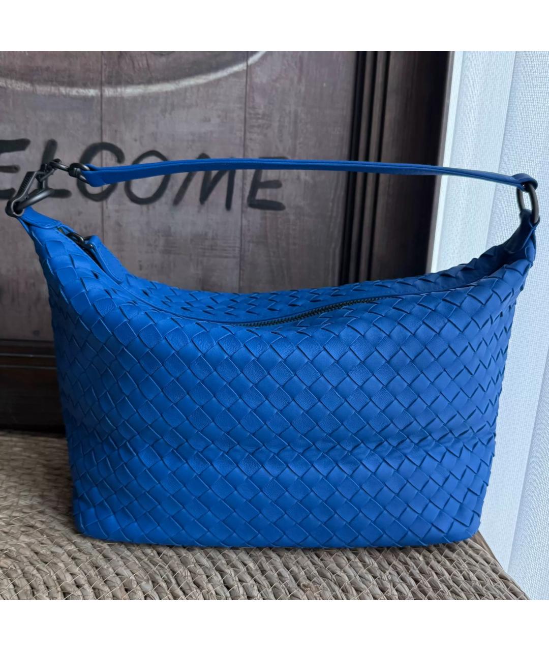 BOTTEGA VENETA Синяя кожаная сумка тоут, фото 2