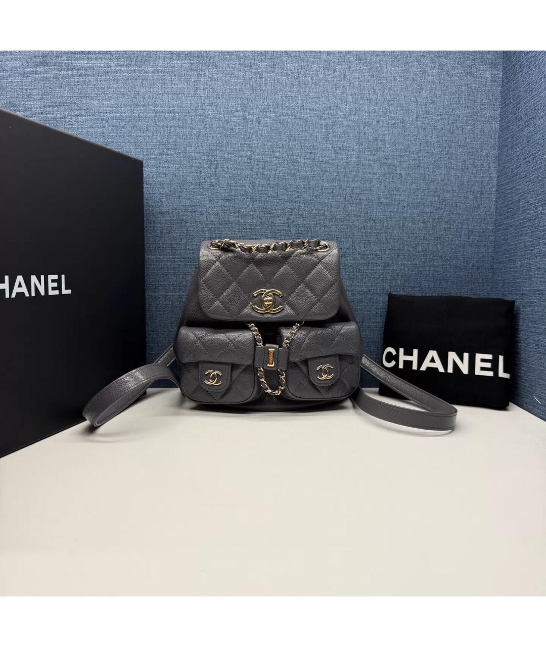 CHANEL Серый кожаный рюкзак, фото 8