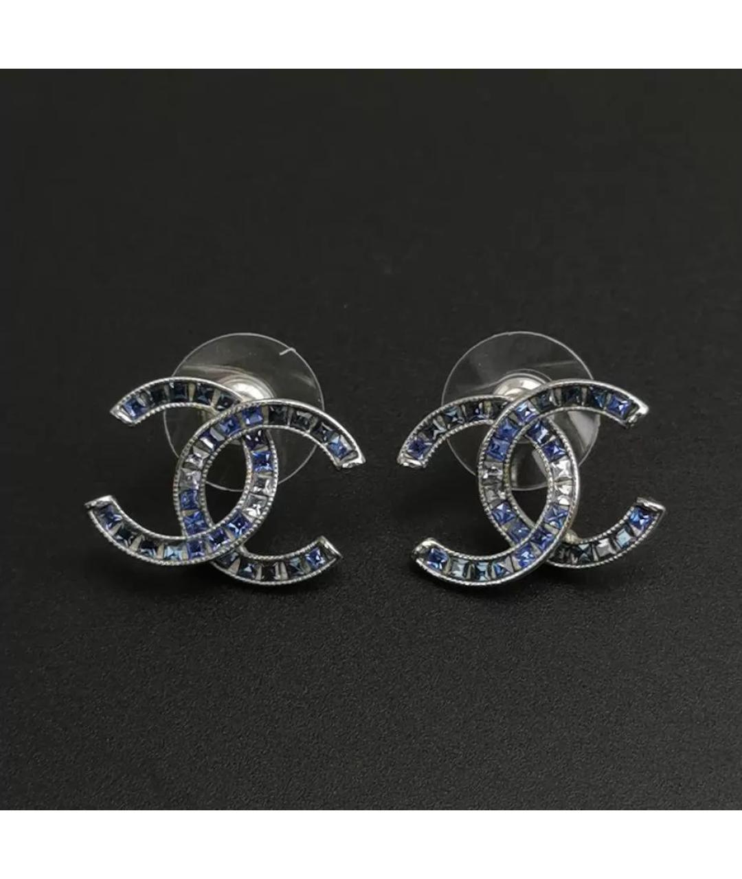 CHANEL Синие металлические серьги, фото 2