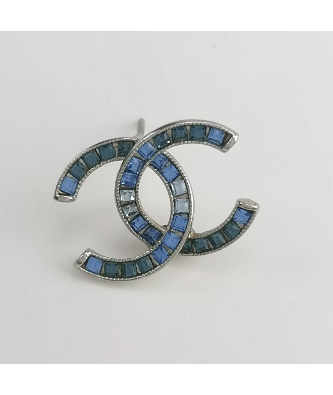 CHANEL Синие металлические серьги, фото 5