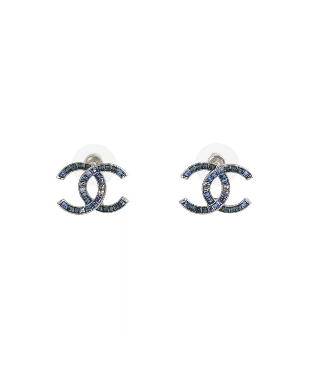 CHANEL Синие металлические серьги, фото 1