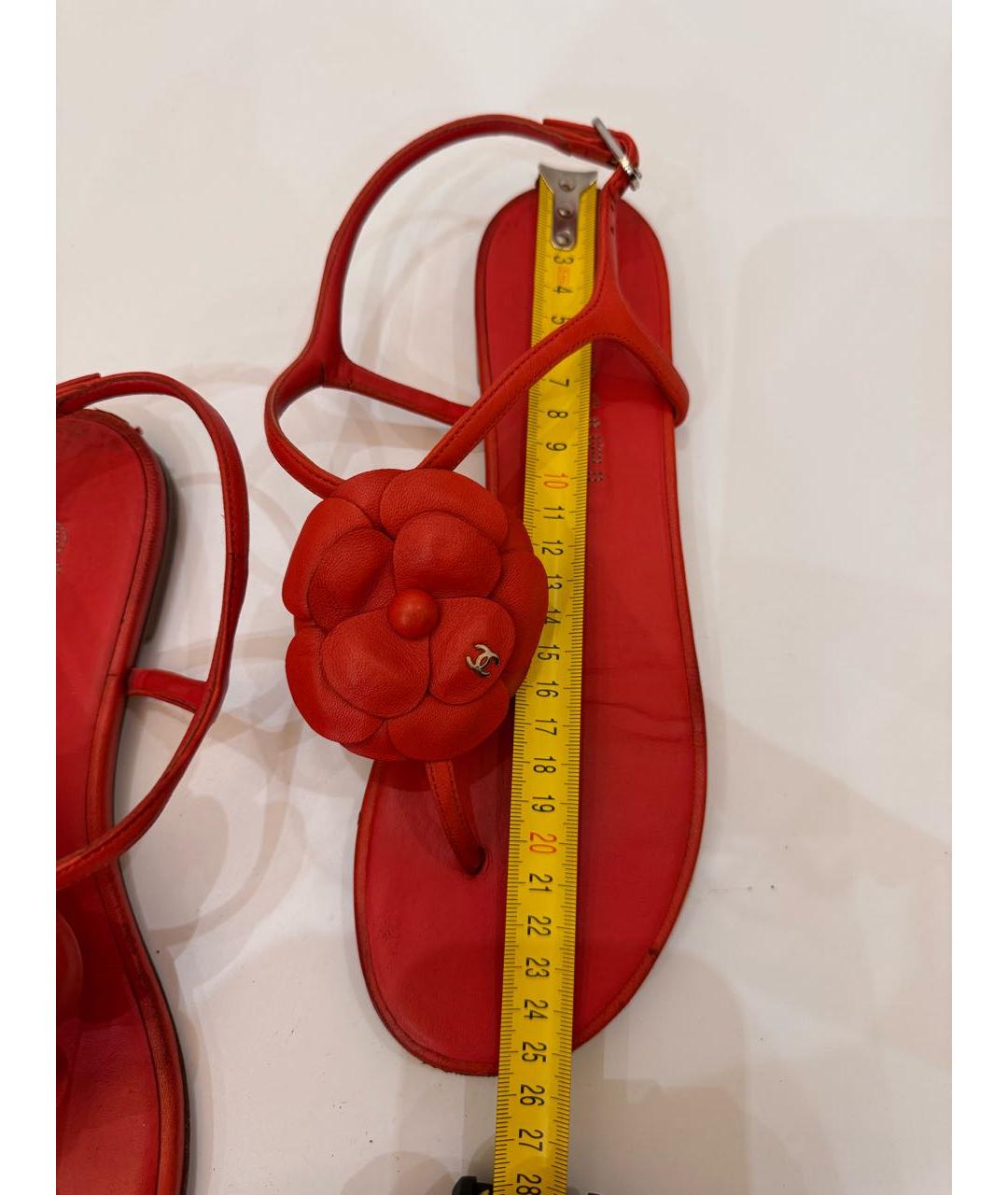 CHANEL Красные кожаные босоножки, фото 7